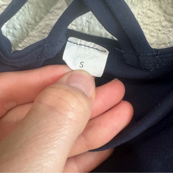 Boho Women's Small Dark Blue Cropped Workout Tank Sports Bra Stretch Loungwear - Picture 6 of 7